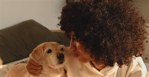 Beautiful Young Girl Kissing her Dog with Love